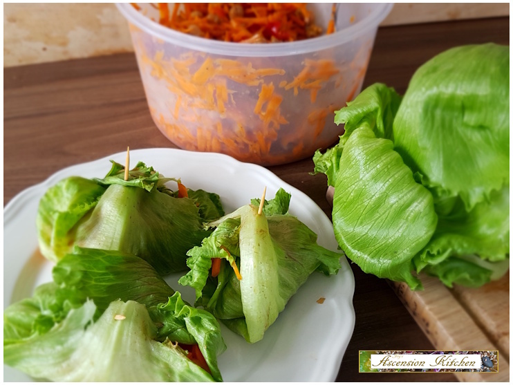summer roulades made from lettuce and carrot salad
