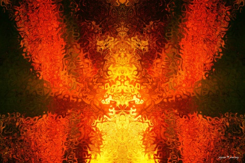 an abstract artwork of fiery pele, goddess of volcanoes